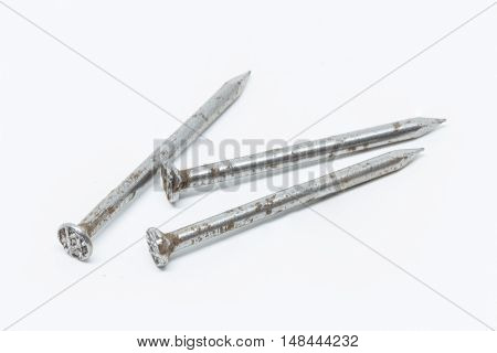 Nails with white background closeup detail isolated