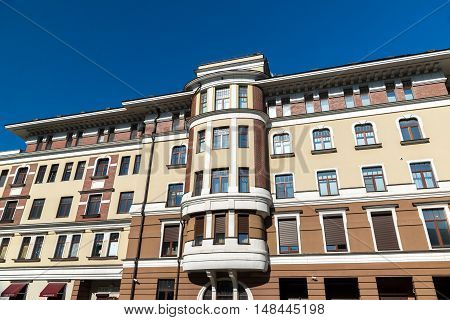 Moscow, Russia -May 14.2016. Luxury residential building in Lavroushinsky lane summer day