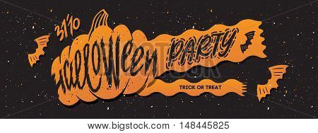 Halloween party. Halloween elements for your design. Silhouette with lettering. Banner for party helloween