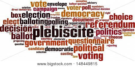 Plebiscite word cloud concept. Vector illustration on white
