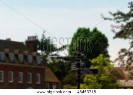 Beaconsfield, England - June 2016: Tourist Information Sign In The Old Town Out Of Focus.