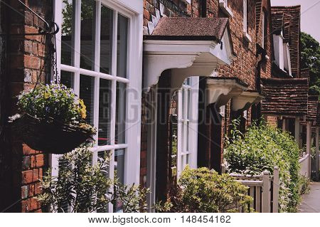 Beaconsfield, England - June 2016: Row Of Terraced Houses In The Old Town Of Beaconsfield Vintage Re