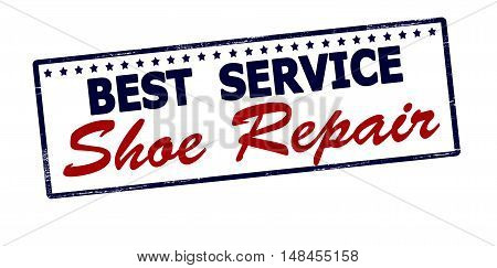 Rubber stamp with text best service shoe repair inside vector illustration