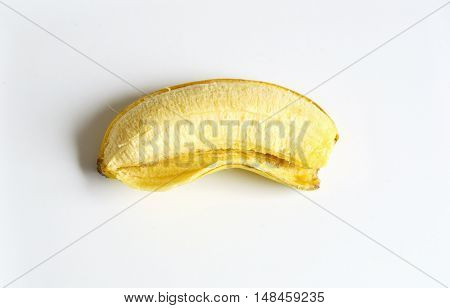 fresh peeled golden banana with white background