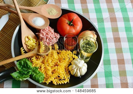 all ingredients on table for make fresh pasta