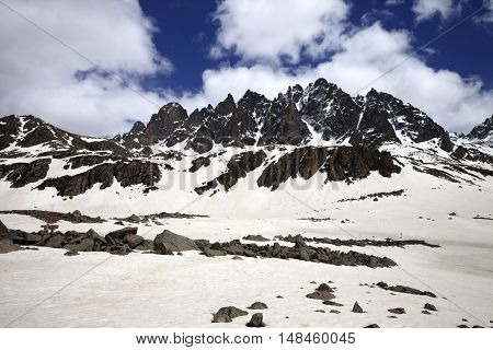 Snowy Mountain At Wind Day