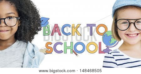 Retro Girls Back To School Concept