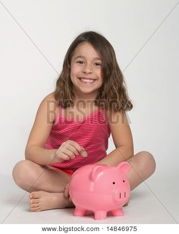 Meisje met piggy bank