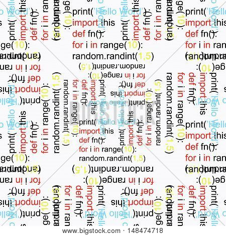Seamless Pattern A Python Programming Code On A White Background. Vector Illustration