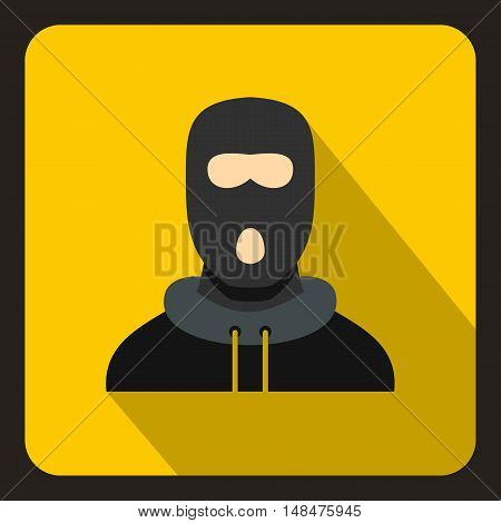Man in balaclava icon in flat style on a yellow background vector illustration