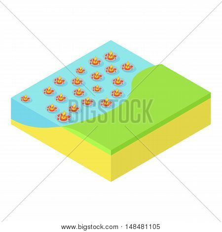 Loi Krathong festival in Thailand icon in cartoon style isolated on white background. Religion symbol vector illustration