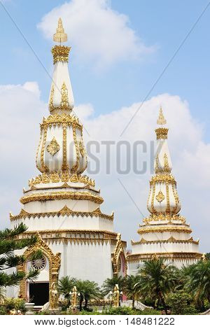Thai temple Wat Phra Mahathat Chedi Chaimongkol,Roi-Et, Thailand