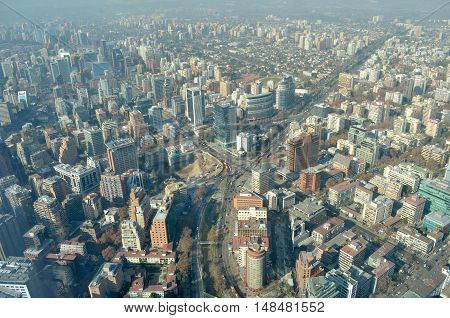 Aerial view of Santiago from Costanera Center
