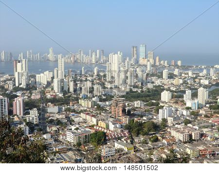 Overlooking the City of Cartagena(Colombia) the mountain Lapop.
