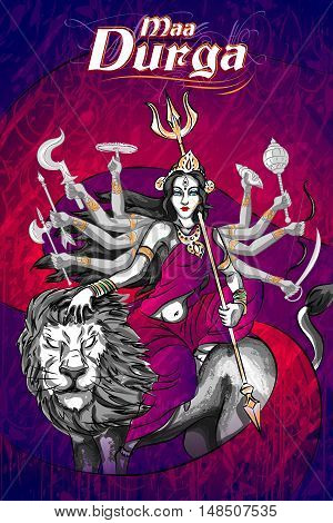Happu Durga Puja festival India holiday background. Vector illustration