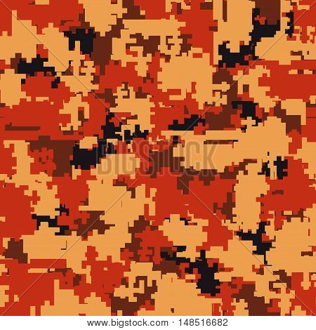 Digital pixel camouflage seamless patterns. Vector Texture Illustration isolated on white background.
