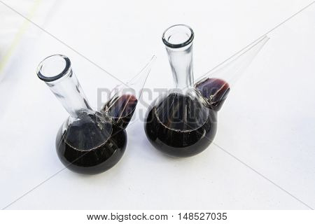 Glass Container With Wine Detail Of Typical Spanish Vessel