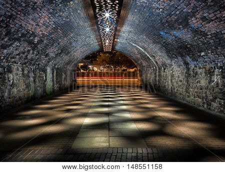 Old railway tunnel connecting Swansea centre via Oystermouth road to the marina
