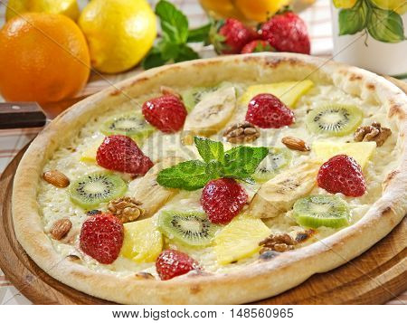 Delicious Strawberry Pizza