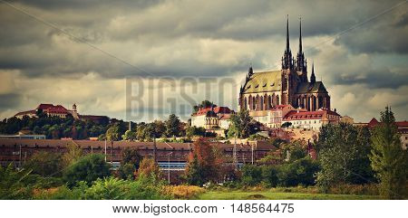 The icons of the Brno city's ancient churches castles Spilberk. Czech Republic- Europe. HDR - photo.
