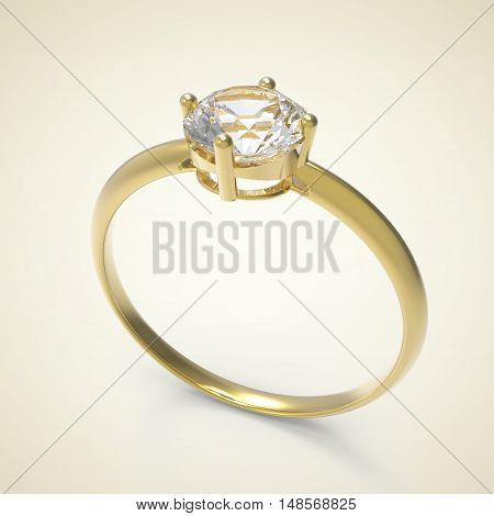 Diamond Ring on a light background. 3d digitally rendered illustration
