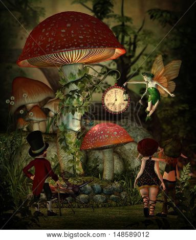 3d computer graphics of a group of goblins in the forest