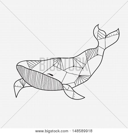 Whale coloring book for adults vector illustration -line style - Black and white
