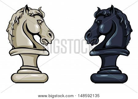 Vector Chess Knight - Black And White Variations