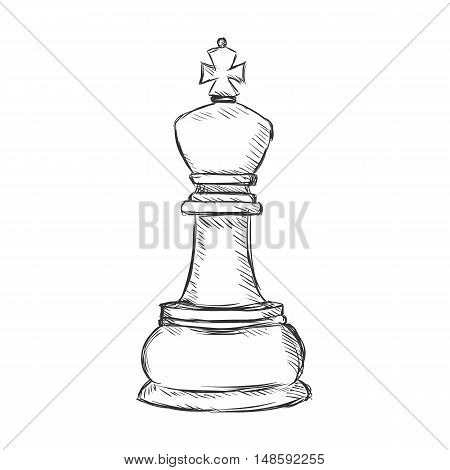 Vector Single Sketch Chess Figure - King