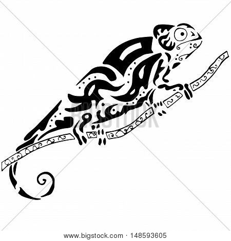 Hiqh quality chamelion drawn in original style for coloring, tattoo or other needs