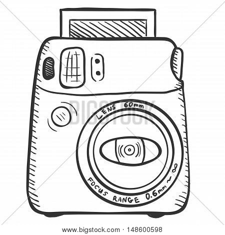 Vector Sketch Photo Camera. Front View.