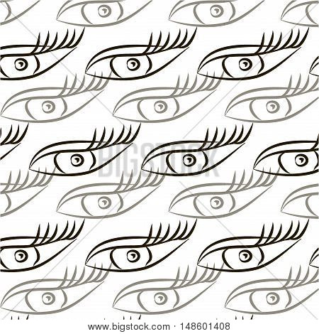 Black eyes pattern. Seamless vector pattern with eyes.