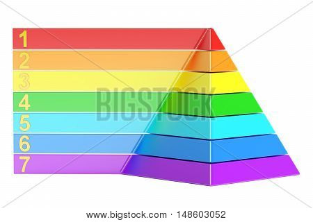 pyramid with color levels pyramid chart. 3d rendering isolated on white background