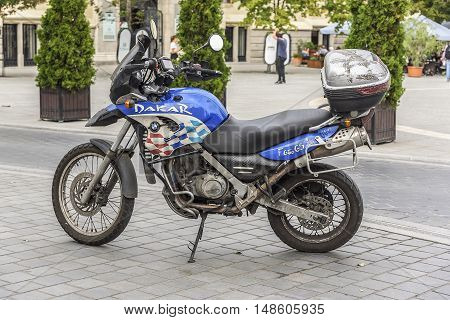 BUDAPEST, SEPTEMBER 18: Motobike BMW F 650 GS in the street on September 18, 2016 in Budapest, Hungary.