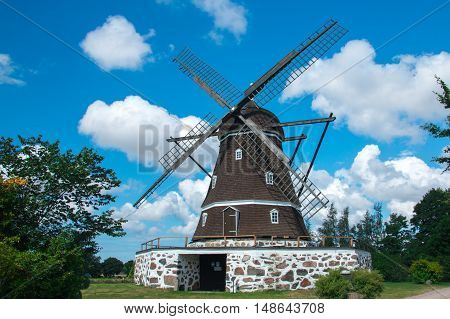 Beautiful old wooden Windmill in Fleninge, Sweden