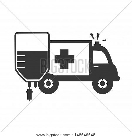 ambulance emergency medical vehicle with iv bag medicine icon. vector illustration