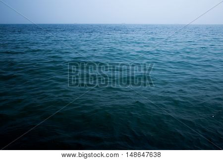 Blue sea with waves and clear blue sky. ocean