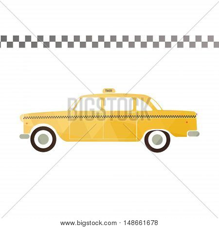 Yellow taxi car. Flat styled vector illustration. Retro Taxi flat Picture - stock vector.