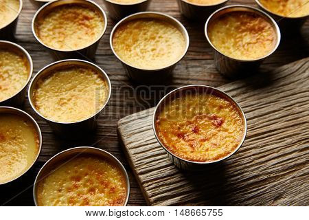 Custard Creme Caramel Flan dessert bain marie oven cooked