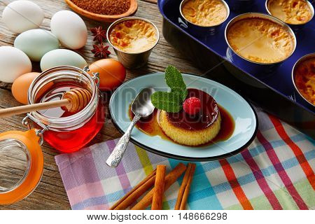 Custard Creme Caramel Flan dessert bain marie oven cooked