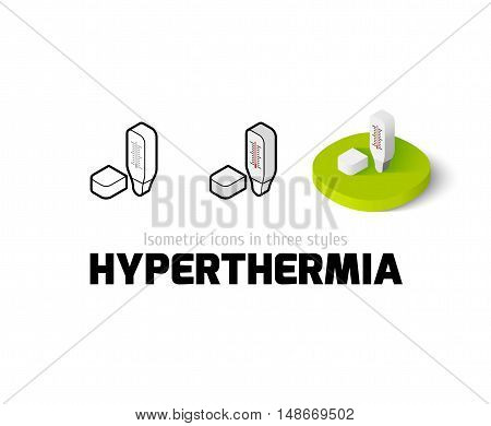 Hyperthermia icon, vector symbol in flat, outline and isometric style