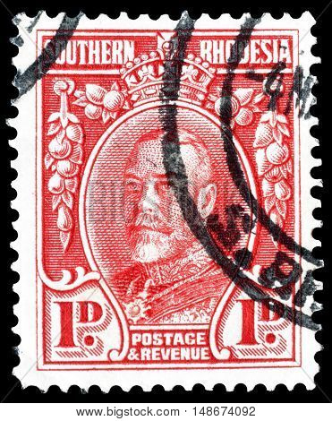SOUTHERN RHODESIA - CIRCA 1933 : Cancelled postage stamps printed by Southern Rhodesia, that shows King George.