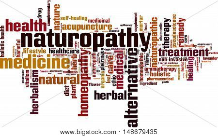 Naturopathy word cloud concept. Vector illustration on white