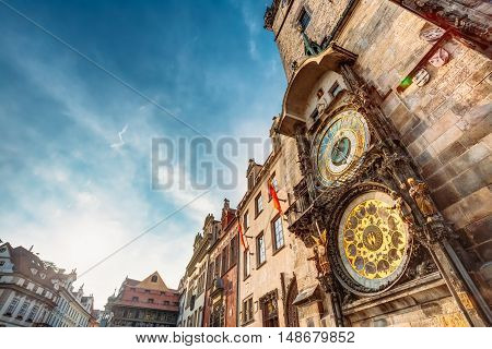 Tower Of Town Hall With Astronomical Clock - Orloj In Prague, Czech Republic