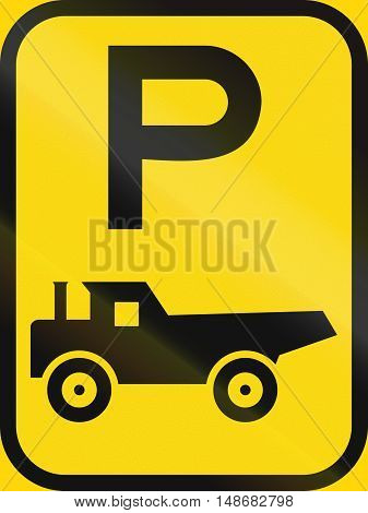 Temporary Road Sign Used In The African Country Of Botswana - Parking For Construction Vehicles