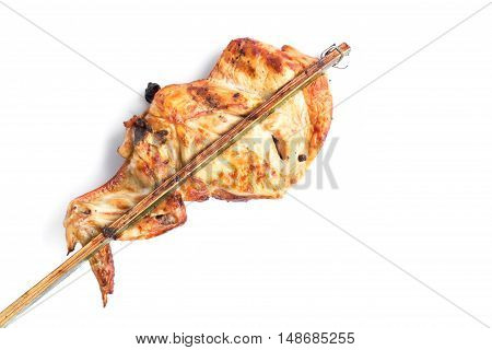 Closeup Grilled chicken breast on white background thai food