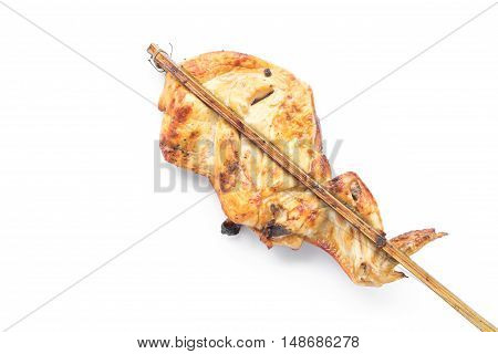Closeup Grilled chicken breast on white background thai food