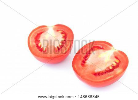 Closeup fresh red tomatoes slice on white background food and vegetable