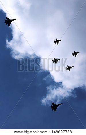 Military Fighter Jets Flying In A Formation