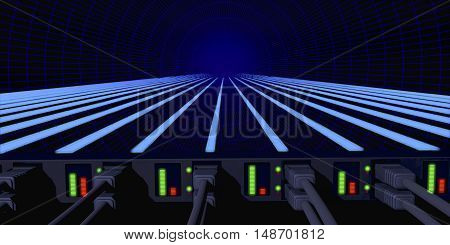 A network data stream to the digital world (3d rendering)